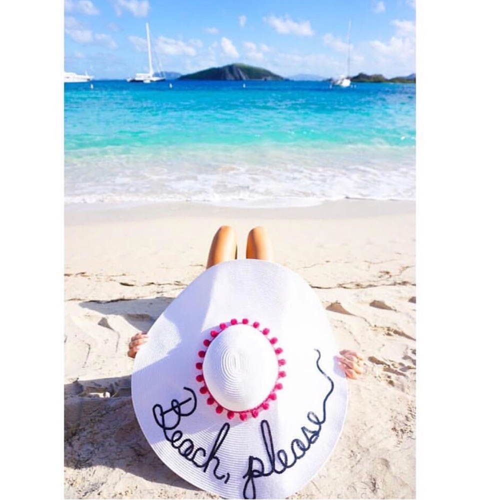 Beach please big wide brim straw hat